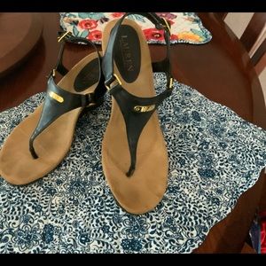 Ralf Lauren black wedge Sandles